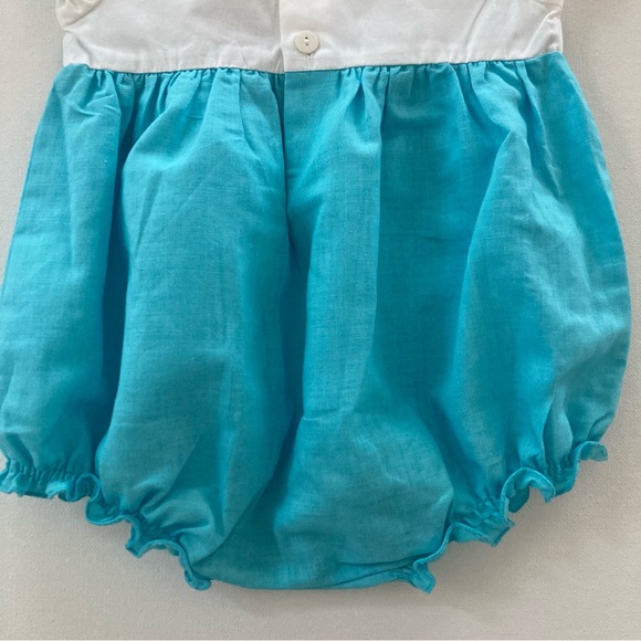 Petit Confection Baby Girl 9 Month Linen Romper Spring Summer Flower Embroidered - Picture 3 of 7